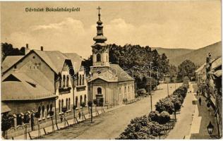 1913 Boksánbánya, Németbogsán, Deutsch-Bogsan, Bocsa Montana; tér, templom / square, church (EK)