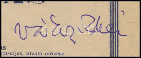 1957 Várkonyi Zoltán autográf aláírása a Nemzeti Színház tisztújítás c. darabjának plakátján 20x30 c...