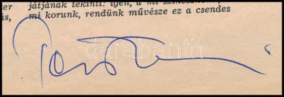 Törőcsik Mari autográf aláírása öt ábrázoló újságkivágáson