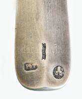 Antik ezüst (Ag) tejmerő kanál. Jelzett, 1850 Pest, PhT mesterjeggyel 79 g