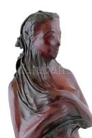 Oláh Sándor (1959): Női akt bőr szobor. Jelzett. 45 cm