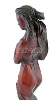 Oláh Sándor (1959): Női akt bőr szobor. Jelzett. 45 cm
