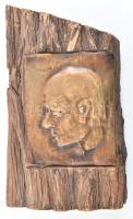Azonosítatlan férfi portréja rézlemez dombormű fa alapon össz 29 x 17 cm