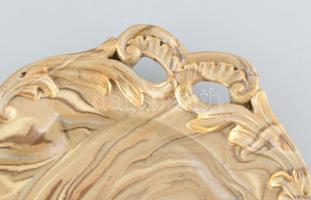 P&S márványozott porcelán kínáló tál. Jelzett, hibátlan. 34x25 cm