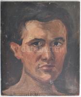 Azonosítatlan jelzéssel: Csendélet, portré Kétoldalas. Olaj, fa. 23x19 cm