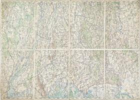 cca 1918 Pécs és környéke katonai térkép vásznon 58x40 cm