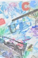 Lakner László (1936-): Hommage á Kassák Lajos, 1988. Vegyes technika, kollázs, papír. Jelezve jobbra...