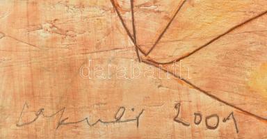 Lakner László (1936-): "Hommage á Paul Klee", 2001. Olaj, karton. Jelezve balra lent: Lakn...