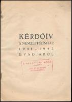 1941 Kérdőív a Nemzeti Színház évadjáról, kitöltött felmérés 12 válasszal, 20p