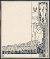 Kozma Lajos (1884-1948): Álom. Cinkográfia, papír, jelzett a cinkográfián, körbevágott, 19,5×16,5 cm