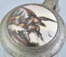 Antik vadászkorsó, üveg, ön fedő, korának megfelelő sérülésekkel, kopásokkal!!!. m: 20 cm