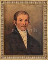 Olvashatatlan jelzéssel: Nánási Fodor Gerzson (1763-1835) református lelkész, nagykőrösi prédikátor és tanár, író, költő portréja. Olaj, vászon. Javított. Hátoldalán névvel feliratozott. Dekoratív fakeretben, 58×45 cm.