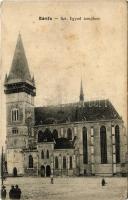 1913 Bártfa, Bártfafürdő, Bardejovské Kúpele, Bardiov, Bardejov; Szt. Egyed templom / church (Rb)