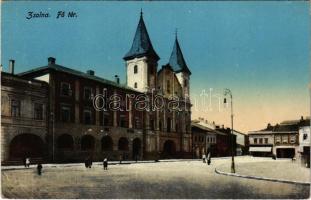 Zsolna, Sillein, Zilina; Fő tér, templom / main square, church (EK)