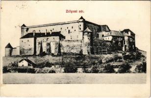 1907 Zólyom, Zvolen; vár. Özv. Hegyt. Györgyné kiadása / Zvolensky hrad / castle + "MISKOLC-FÜLEK 42. SZ." vasúti mozgóposta (EK)