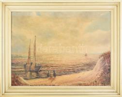 Wolfgang Randig (1938-) berlini festőművész: Naplemente Sylt partjainál. Olaj, vászon, jelzett. Fa keretben: 80 x 60 cm