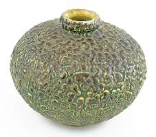 Bán Károly: Retró kerámia váza, jelzett, hibátlan, m: 12 cm, d: 16 cm