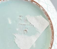 Bán Károly: Retró kerámia váza, jelzett, kis mázhibával, m: 13 cm