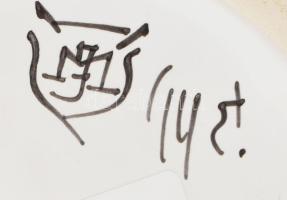 Habán dohánytartó kerámia edény. Múzeumi másolat. Kézzel festett, jelzett, hibátlan d: 14 cm, m: 11 ...