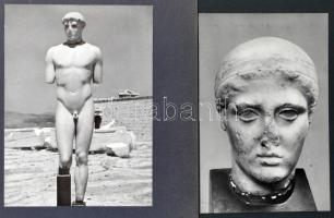 Ókori görög szobrok fotói, 2 db fotó kartonon, 21x15 cm és 20x13 cm