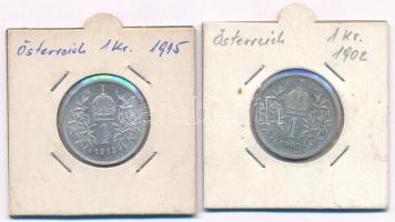 Ausztria 1902-1915. 1K Ag "Ferenc József" (2xklf) T:2-,1- Austria 1902-1915. 1 Corona Ag &...