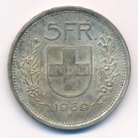 Svájc 1969B 5Fr Ag T:1- patina Switzerland 1969B 5 Francs Ag C:AU patina Krause KM#40