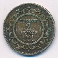 Tunézia 1891. 2Fr Ag T:2- patina, ph. Tunisia 1891. 2 Francs Ag C:VF patina, edge error Krause KM#225