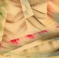 Ruzicskay György (1896-1993): Kompozíció. Vegyes technika, papír, jelzett, üvegezett fakeretben, 9,5...