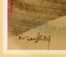 Ruzicskay György (1896-1993): Kompozíció. Vegyes technika, papír, jelzett, üvegezett fakeretben, 9,5...