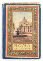 Roma 32 Vedute, 32 képet tartalmazó leporelló, kopott mappában, a képek kijárnak