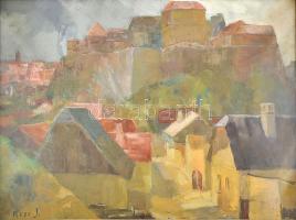 Rozs János (1901-1987): Veszprémi vár. Olaj, vászon, jelzett, keretben, 60×80 cm