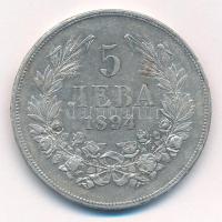Bulgária 1894KB 5L Ag "I. Ferdinánd" Körmöcbánya T:2 ph. Bulgaria 1894KB 5 Leva Ag "F...