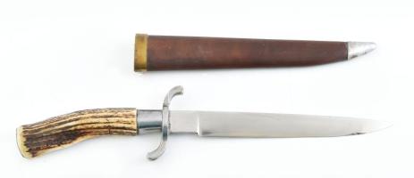 Agancsnyeles kés, tokkal, jelzett, jó állapotban, h: 31 cm