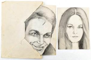 Olvashatatlan (Szabó Gyula?) jelzéssel: össz. 34 db rajz, többségében portré színészekről, zenészekr...