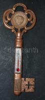 Bronzból készült kulcs formájú hőmérő Eger felirattal, 19cm-es hosszúsággal