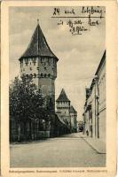 Nagyszeben, Hermannstadt, Sibiu; Befestigungstürme, Harteneckgasse / Erődítési tornyok, Harteneck utca. Kunstanstalt Jos. Drotleff Nr. 38. / fortified towers, street view (EK)