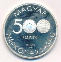 1986. 500Ft Ag "Labdarúgó Világbajnokság - Mexikó 1986" T:PP patina, ujjlenyomat
Adamo EM...