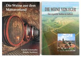 2 db magyar borokkal foglalkozó német nyelvű könyv: Die Weine von Eger. Die Weine aus dem Mátravorland. Kiadói kartonált papírkötésben