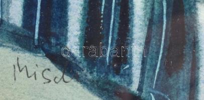 Misch Ádám (1935-1995): Vízparti táj. Akvarell, papír, jelzett, üvegezett fakeretben, foltos paszpar...