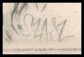 Szász Endre (1926-2003): Női portré, rézkarc, papír, jelzett a karcon, paszpartuban, 8×10 cm