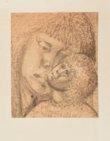 Tilless Béla (1932-2018): Anya gyermekével. Tus, papír, jelzett, lapszéli apró szakadással, lap teteje papírra kasírozva, 34×28,5 cm.