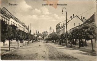 1913 Daruvar, Glavna ulica / Hauptgasse / Fő utca, templom / main street, church (b)
