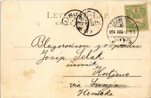 1904 Zagreb, Zágráb; Drzavni kolodvor / Bahnhof / vasútállomás. Montázs hölgyekkel, kutyával és gyer...