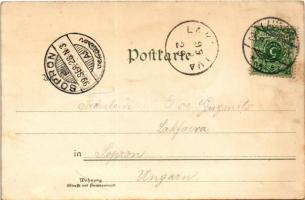 1899 (Vorläufer) Meiningen, Stadtkirche, Schloss Landsberg / church, castle. Ottmar Zieher Art Nouve...