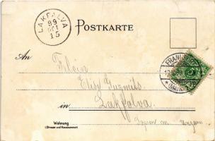 1899 (Vorläufer) Frankfurt am Main, Die neue Peterskirche, Mainansicht, Opernhaus / new church, brid...