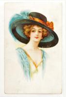 115 db nagyrészt szignós művészlap : hölgyek, párok, divat, ragyogás, albumban / 115 mostly artist s...