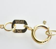 14K sárgaarany nyaklánc, 19 brill gyémánttal ékített függővel
(0,1ct/VS). Bruttó 2.8g, 45cm hosszú,...