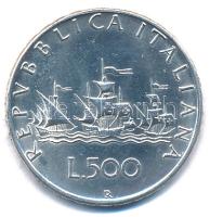 Olaszország 1966R 500L Ag Kolumbusz hajói T:1-,2 ü.  Italy 1966R 500 Lire Ag Columbus Ships C:AU,XF ding Krause KM#98