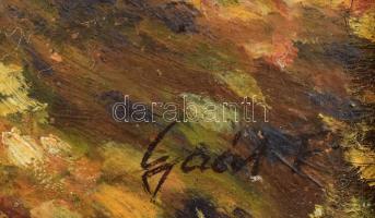 Gaál Ferenc (1891-1956): Anya gyermekével. Olaj, karton, festék hibákkal, jelzett, sérült keretben, ...