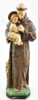Antik Szent Antal szobor, gipsz, sérült, ragasztott, m: 50 cm